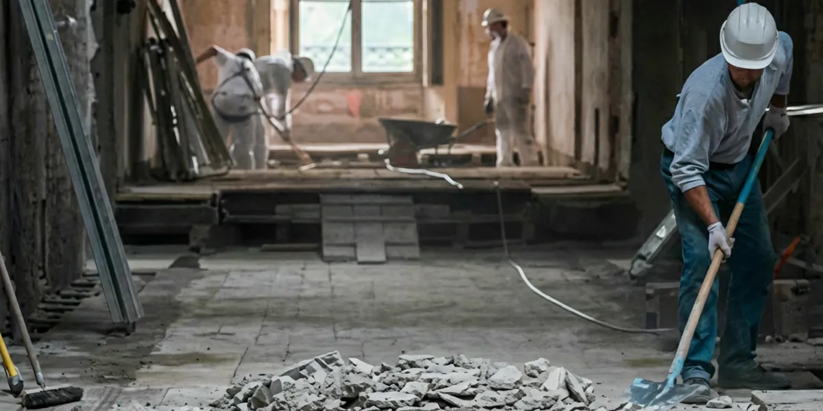 fire damage restoration professionals performing structural cleanup and restoration after a fire in Philadelphia, PA